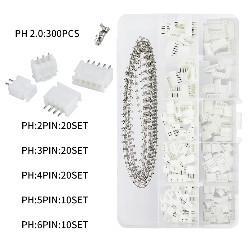 JST2.0 PH/2.54 XH Male Female Connector 2/3/4/5/6Pin Plug With terminal Wires Cables Socket Header Dupont Wire Connectors Kit