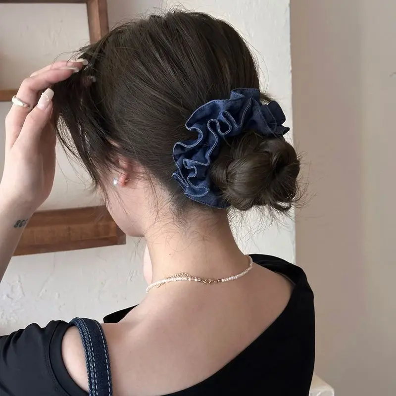 1pc Korean style denim small waist headband new high elasticity hair tie headband temperament hair accessory