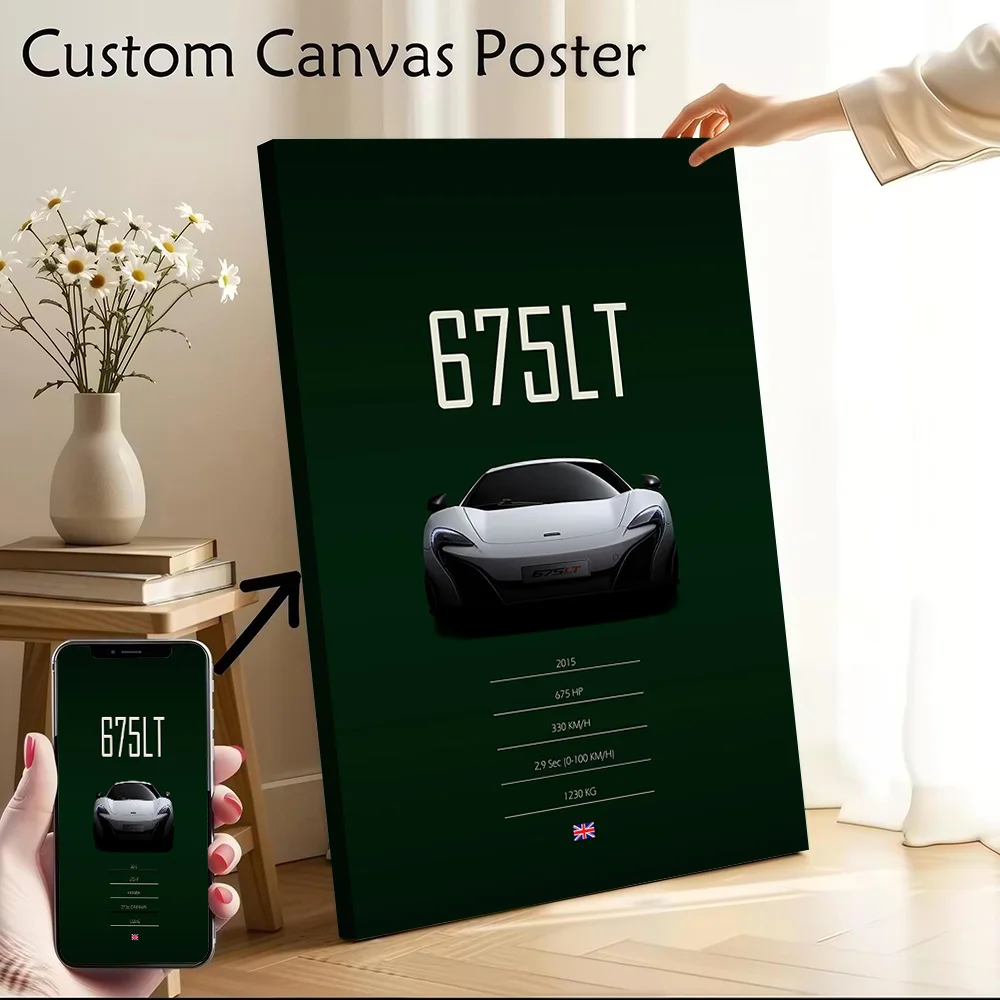 2015 Supercar 675LT Canvas Poster Customizable Printed Canvas Painting Wall Art for Fans Specialty and Themed Home Decor Arts