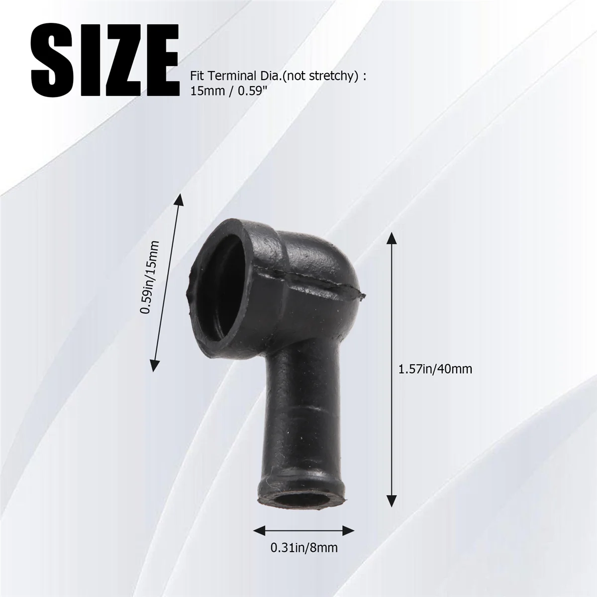 8 Pcs 15mm x 8mm Black Smoking Pipe Shaped PVC Battery Terminal Insulating Covers Boots