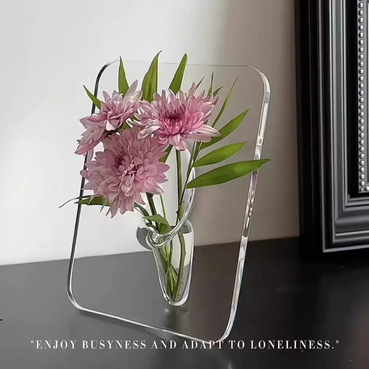 Transparent Creative Art Acrylic Frame Vase Hydroponic Flower Arrangement Device Office Decoration Ornament Decorative Frame