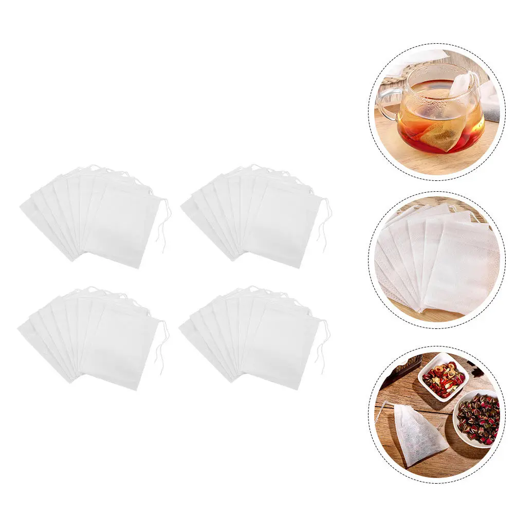 

200pcs Disposable Filter Non-Woven Drawstring Tea Bags For Loose Leaf Spices Chinese Medicine 180°C Heat-Resistant Single-Use
