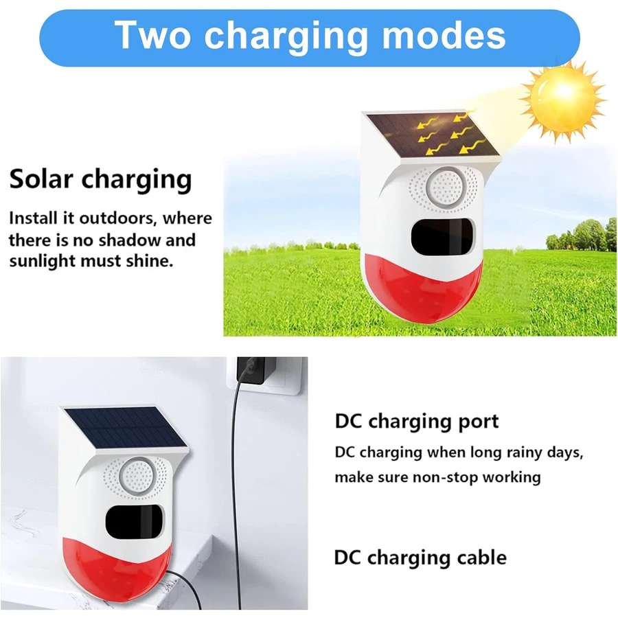 Imagem -03 - Solar e tipo c Voice Player Gravável Voz Locutor Driveaway Alarm Fogão Luz Casa e Jardim Sirene de Segurança Movimento Ativado