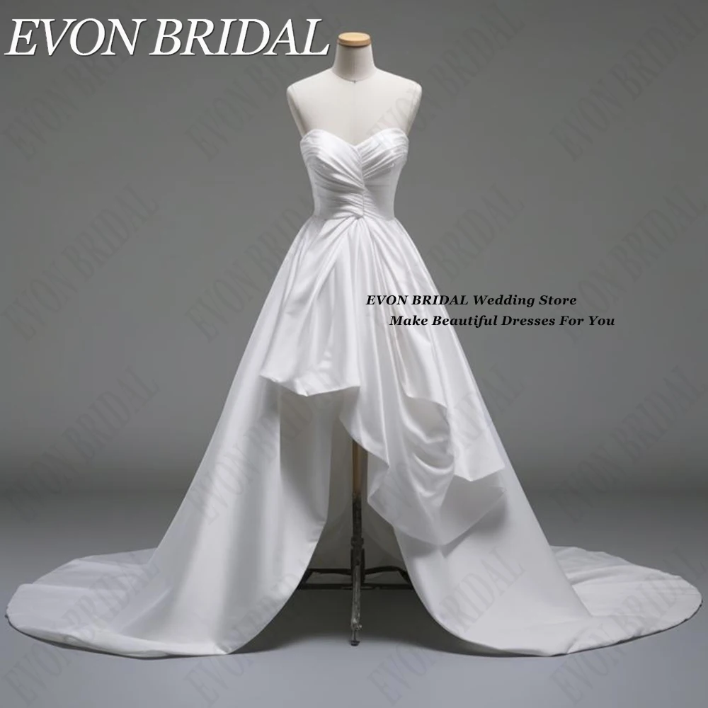 EVON BRIDAL Witte Strapless Trouwjurken voor Vrouwen Hoge/Lage A-Lijn Bruids Feest Backless Lace Up свадебное платье 2024 Wit Strapless Bruidsjurken Voor Vrouwen Hoge/Laag A-Lijn Bruids Party Jurken Backless Lace Up св