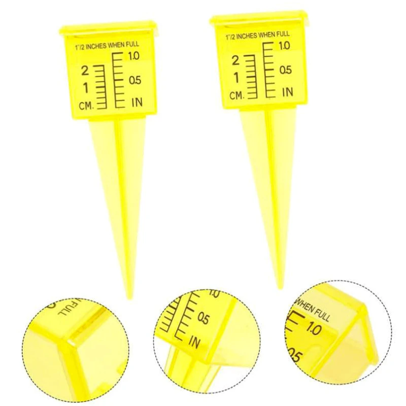 5pcs Durable Plastic Sprinkler Bright Yellow Transparent Rain Gauge Garden Water Gauge Outdoor Water Measuring Tool