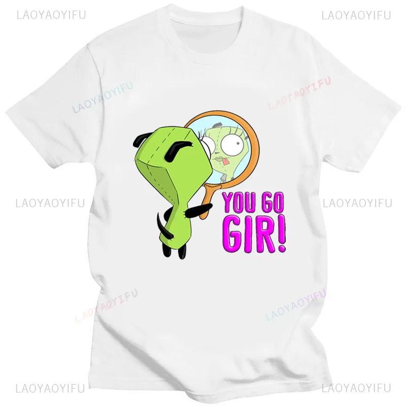 Invader Zim Girl Graphic Men Women Image Cute Cartoon TShirt Men Women Retro Tees Fashion Hipster Popular Streetwear Cotton Tops