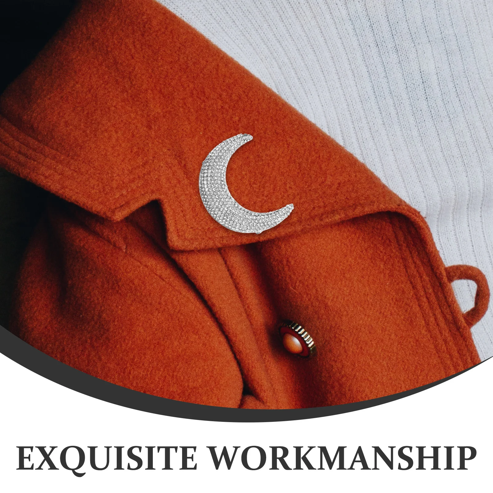 

Moon Brooch Pin Women Clothes Lapel Pin Rhinestone Decoration for Backpack Shawl Scarf Suitable for Daily Wear