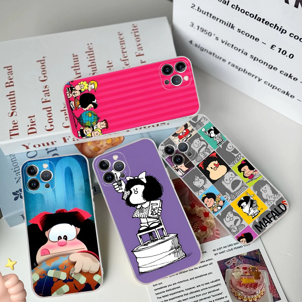 M-Mafalda  Phone Case For iPhone 15 14 11 12 13 Mini Pro XS Max Cover 6 7 8 Plus X XR SE 2020 Funda Shell