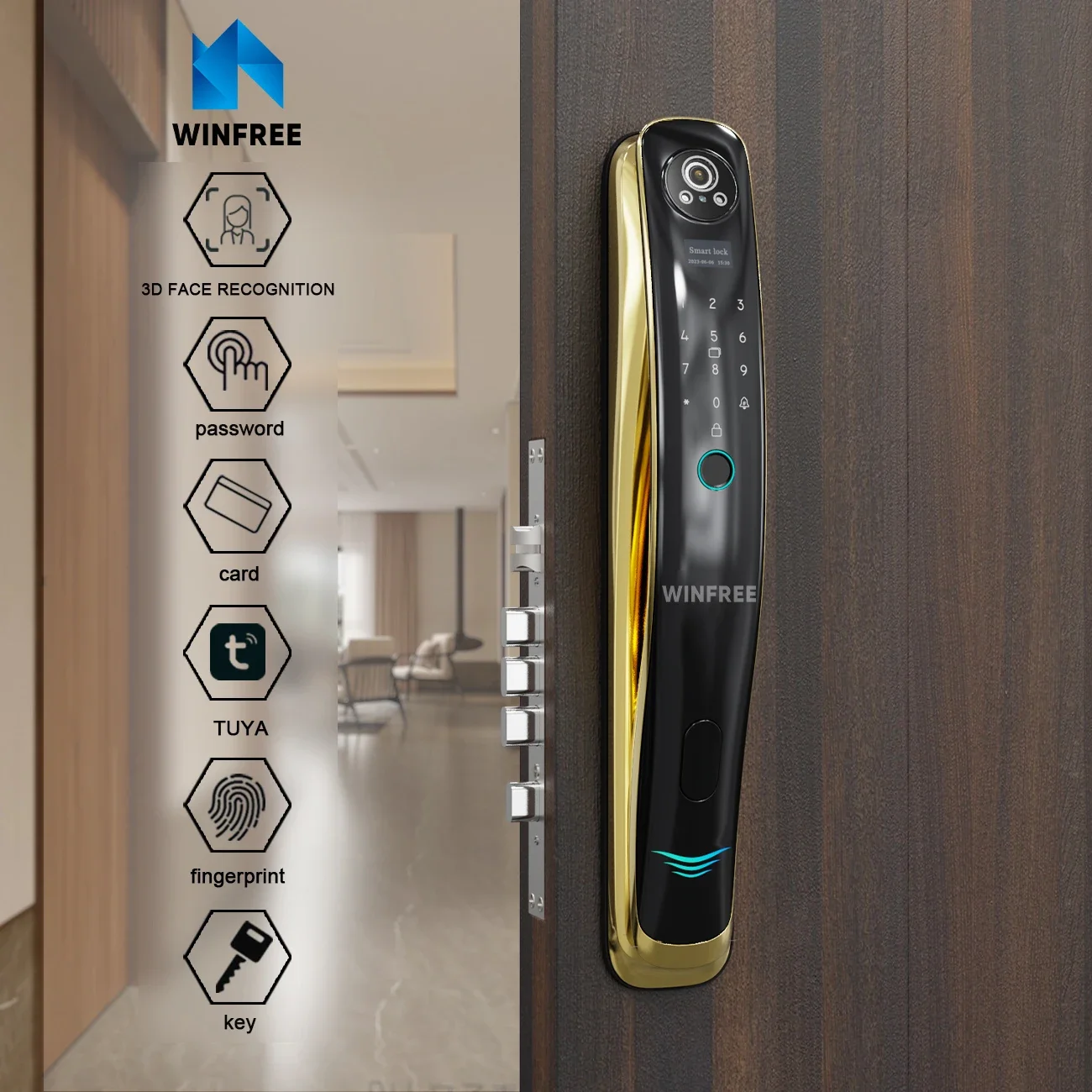 Automatic Keyless Main Door Biometric Lock Tuya Electronic Digital Door Lock Video Smart Door Locks with Camera and Fingerprint