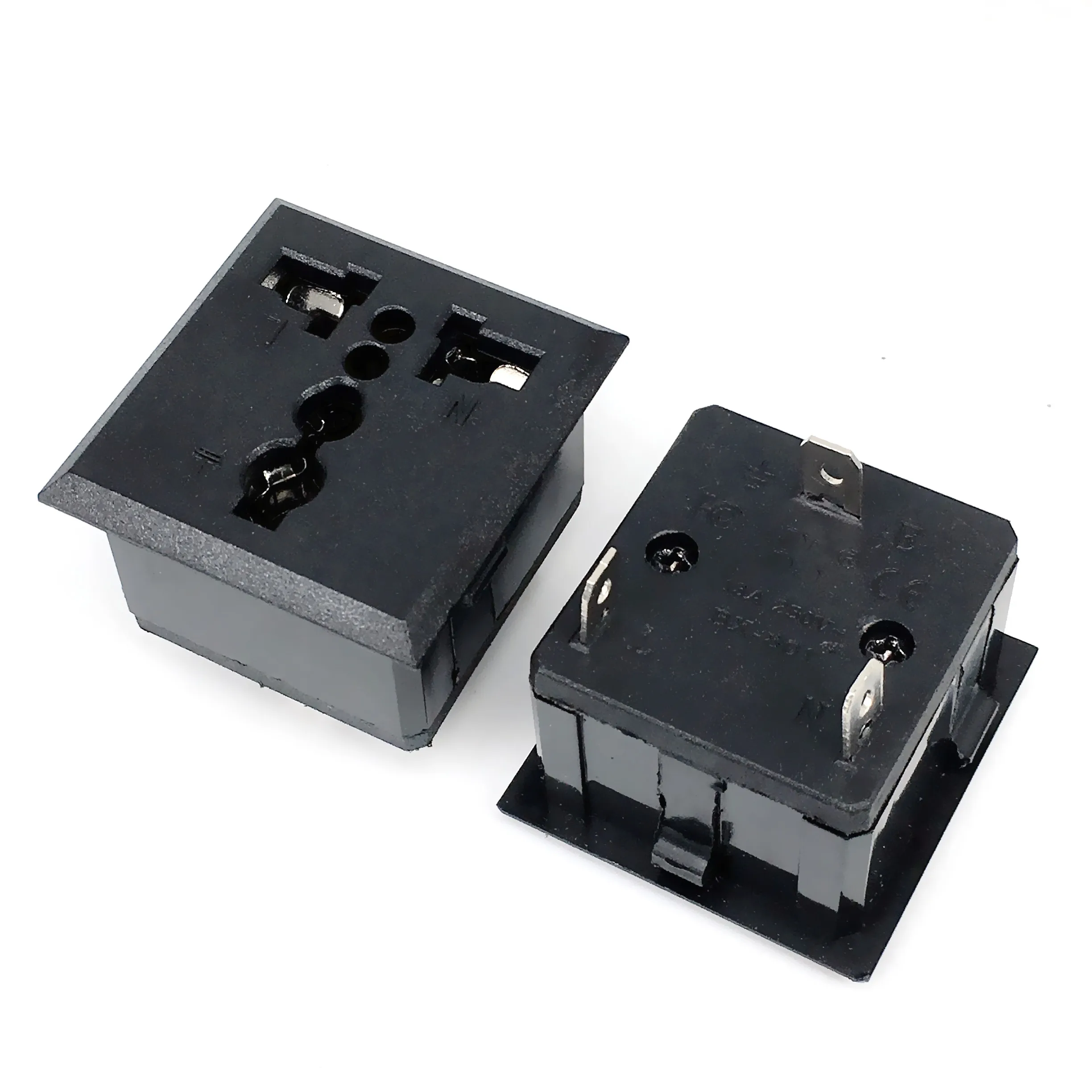 1 Pcs/Lots AC 250V 13A US USA UK EU Euro AU Panel Mount Snap in Universal Power Socket Outlet Receptacle Black/White