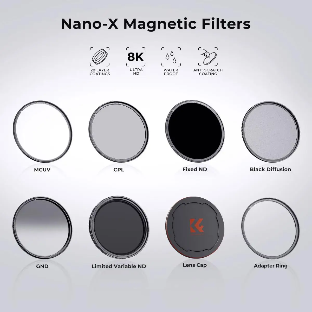 K&F Concept 77mm 82mm Nano-X Magnetic CPL Filter High-Definition Coated with Waterproof Anti-Scratch Anti-Reflection Green Film