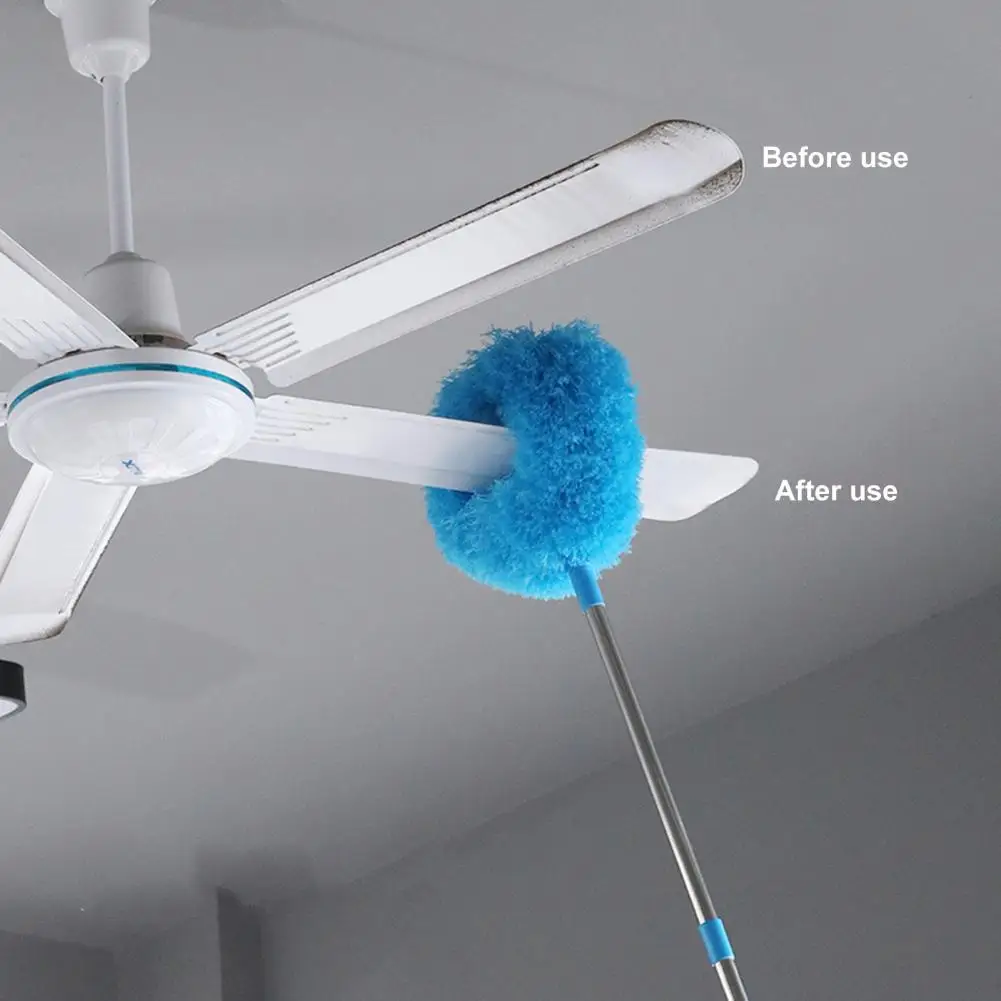 Ceiling Fan Blade Cleaner with Triangular Notch Extendable Pole Fan Cleaning Brush Kitchen Bathroom Hotel Dormitory Duster