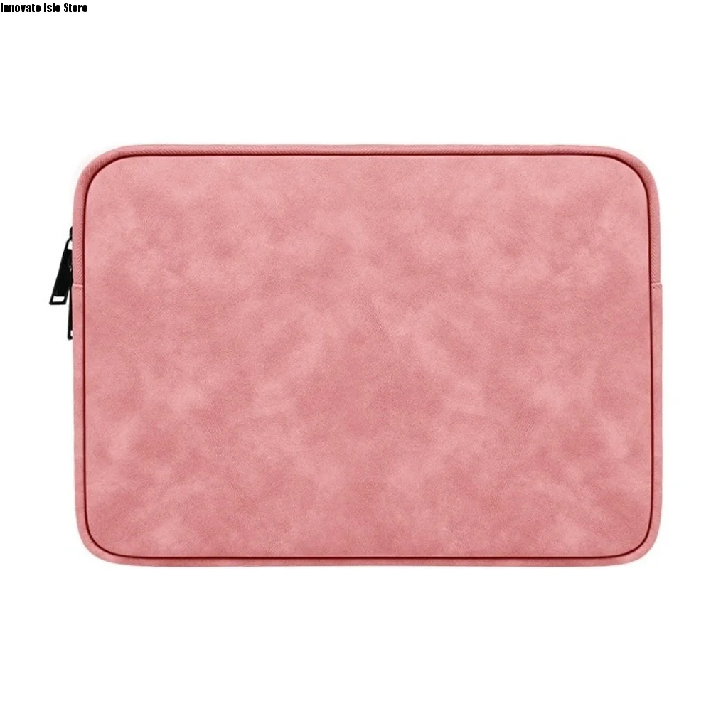 Protective Solid Color Laptop Sleeve Bag PU Leather Zipper Notebook Pouch Shockproof Wear Resitant Laptop Case Daily Commute
