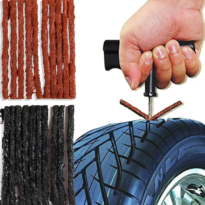 Tiras do reparo da punção do pneu do carro, cordas da punção, tiras do pegajoso do pneu, ferramentas, 10 PCes