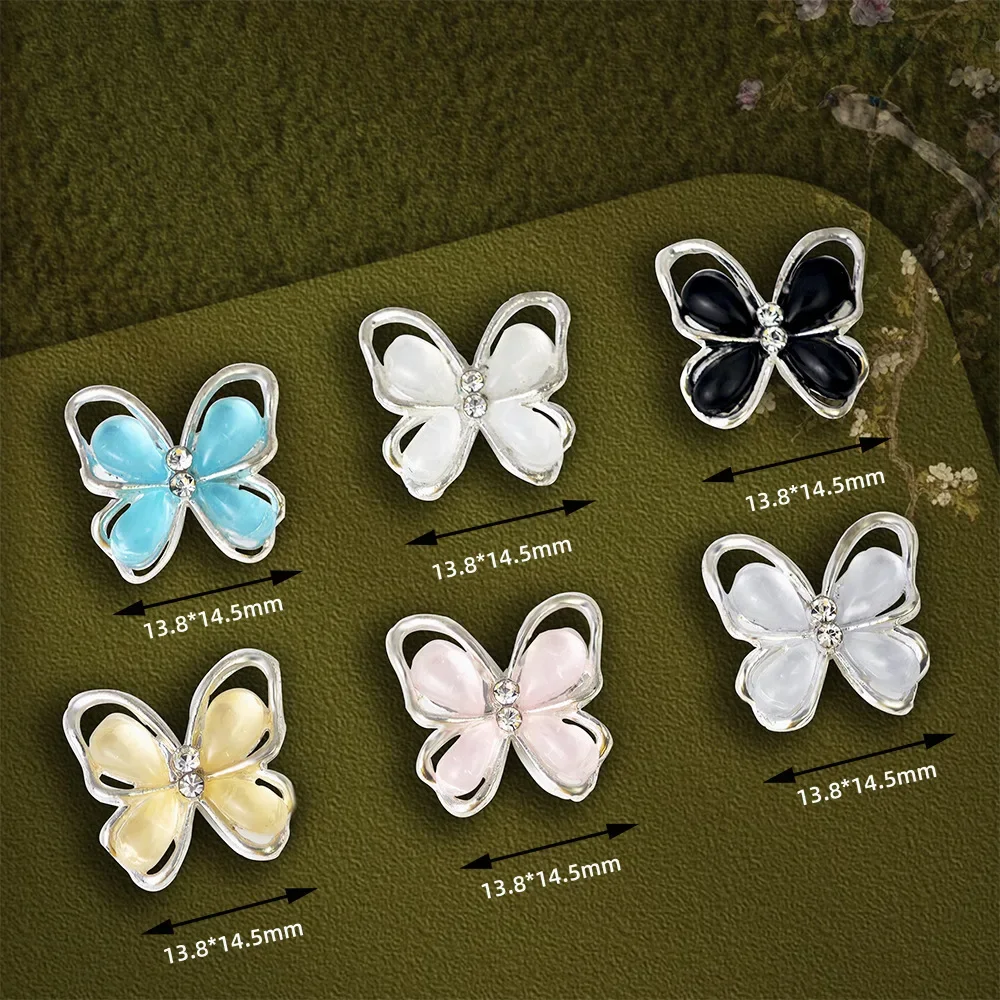 

10Pcs Trendy Clear Cat Eye Butterfly The charm and beauty of cat's eye stones DIY Nail Art Decorations