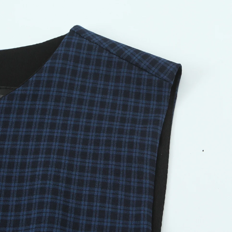 KASLEAD Faionable Plaid ort Dr Feminino Dr Sli Decoração em camadas 3067269 Fibra de poliéster Svel Ci C...