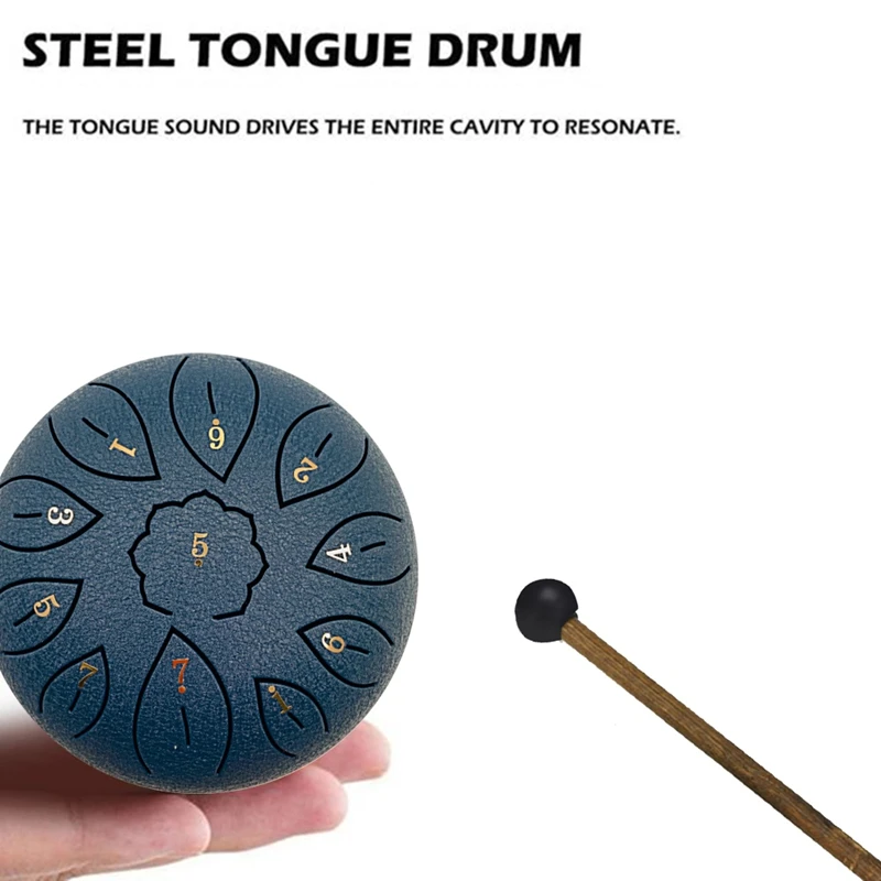 Rain Drum For Outside, Steel Tongue Drum 11 Notes 6 Inches Chakra Tank Drum Steel Percussion Padded Mallets