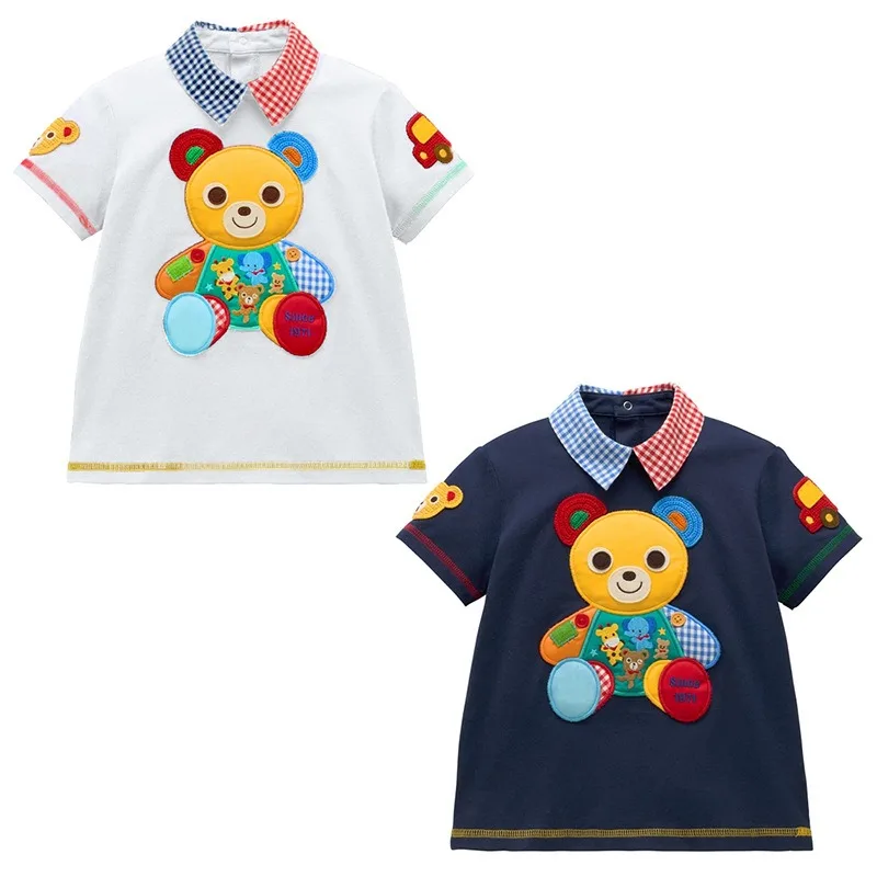 Summer Boys Shirts Colorful Bear Good Friend Short-sleeved T-shirt Children's Polo Shirt Baby Boy Shirt Girls Clothes