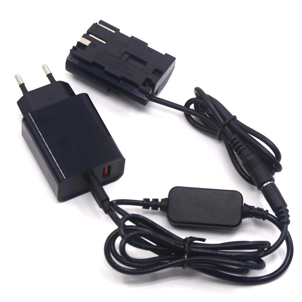 BP-511 DR-E2 DR-400 baterai palsu + ACK-E2 kabel Power Bank USB C + adaptor Charger PD untuk Canon EOS 20D 30D 40D 5D 50D D30 D60