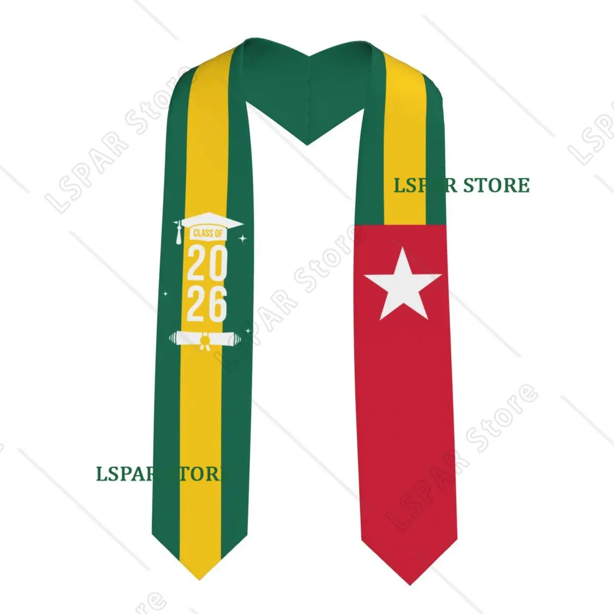 

Class Of 2026 Togo Flag Graduation Stole Sash Scarf For International Students Proud 183CM Long