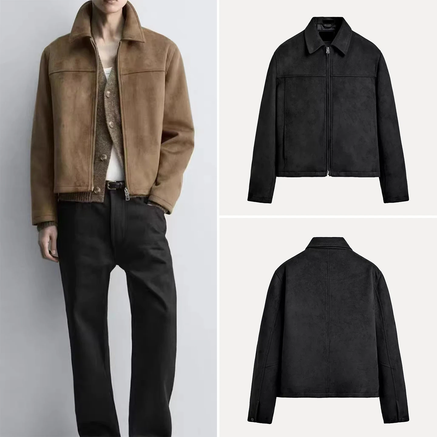 

Мужская весенняя куртка 2026 года: новая модная модель с плюшевой поверхностью, рабочая одежда, универсальная повседневная верхняя одежда, приталенный крой, на молнии