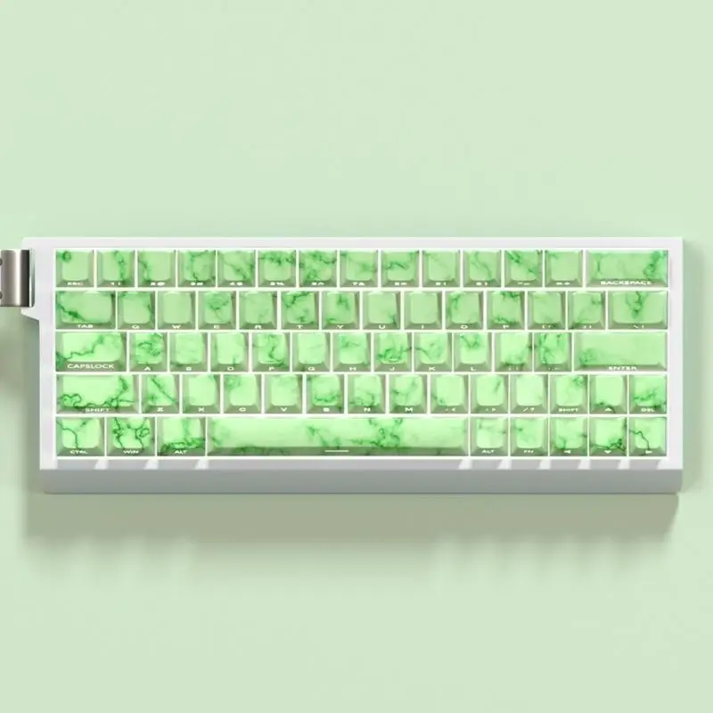 

652F Колпачки для клавиш с изумрудной тематикой 64/74Key Двойной боковой принт с подсветкой Набор клавиш с сублимационной широко