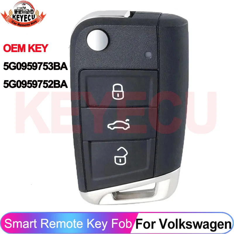 KEYECU 5G0959753BA Original For VW MQB Golf 7 For Skoda Octavia A7 434MHz MQB48 Remote Car Key Fob 5G0959752BA 5G6959752AG