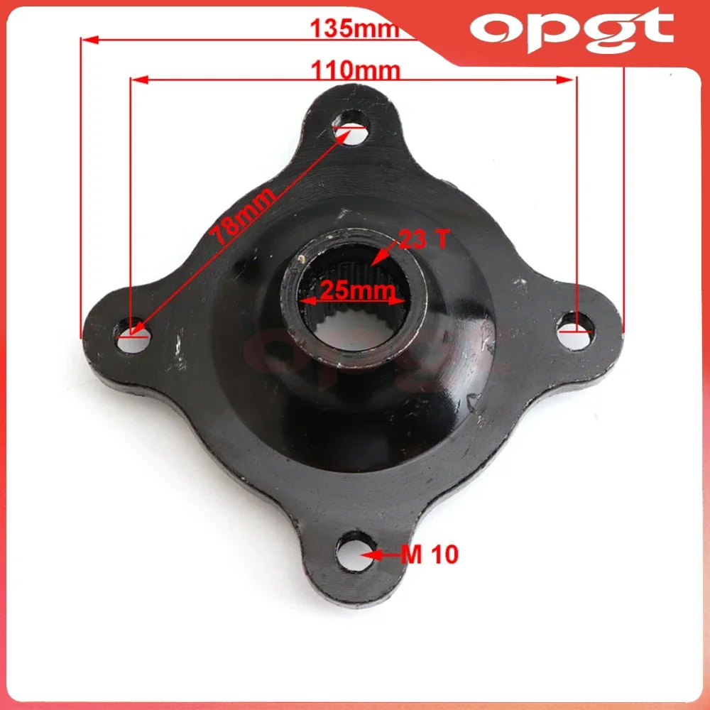OPGT 110mm*4 Stud 23 Teeth Rear Axle Wheel Hub 25mm For 110cc 125cc 150cc 200cc 250cc ATV Go Kart Quad Bike Golf Cart Buggy Part