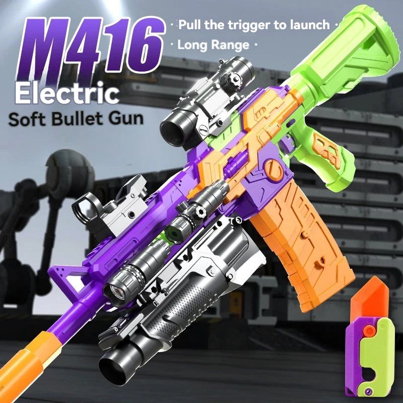 Electric Toy Gun M416 Rifle Sniper Soft Bullet Weapons Automatic Shooting Darts Airsoft Launcher for Boys Adults CS Fighting