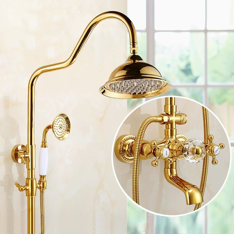 

French retro, gold all copper, shower set, toilet and bathroom.