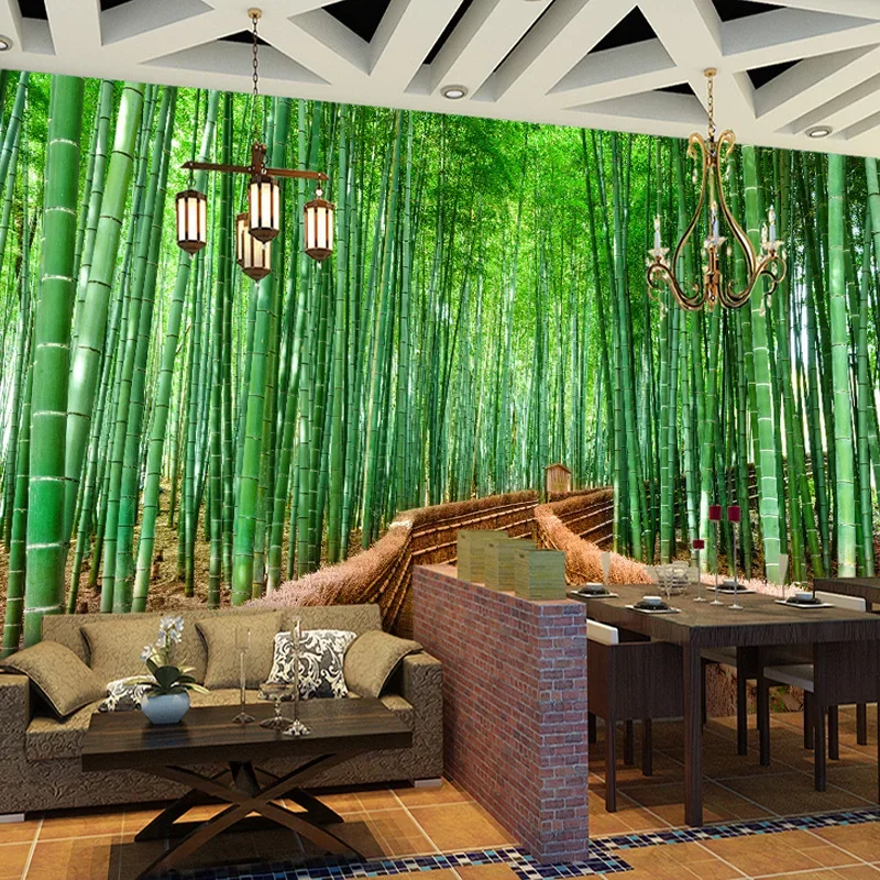 3D Wallpaper Chinese Style Green Bamboo Path Nature Scenery Photo Wall Murals Living Room Restaurant Backdrop Fresco Home Decor