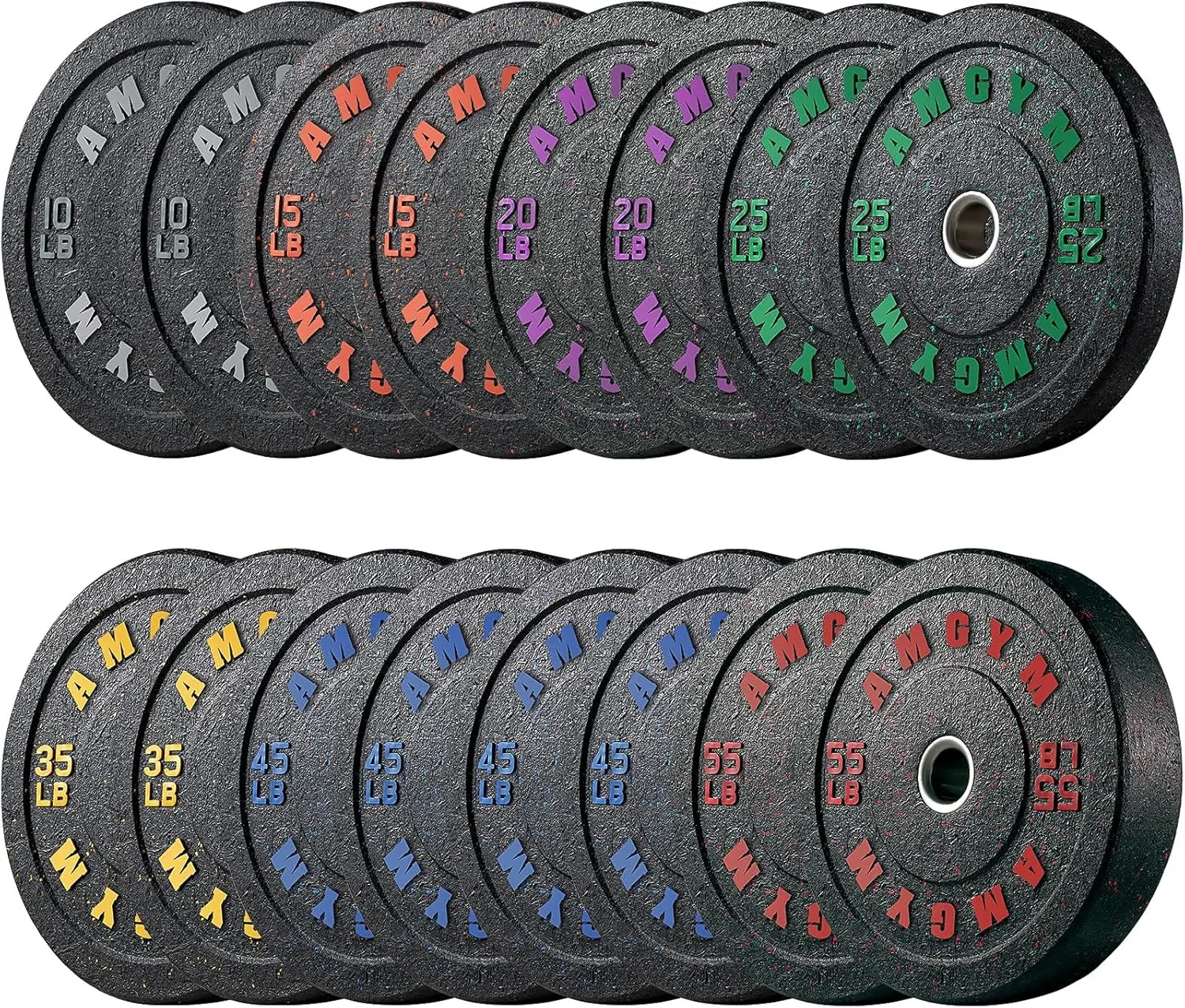 

High Bounce Bumper Plates Set, 10-500lbs Floor-Protective Barbell Weights for Home Gym & Weight Lifting