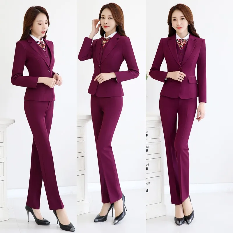 2023 Spring Autumn Winter Formal Ladies Red  Blazer Women Business Suits with Sets Work Wear Office Uniform 5XL Size Pants Jacke