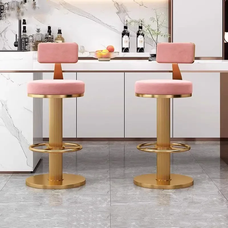 Round Nordic Bar Chairs Stool Design Metal Comfortable High Bar Chair Swivel Kitchen Tabouret Haut Pour Cuisine Luxury Furniture