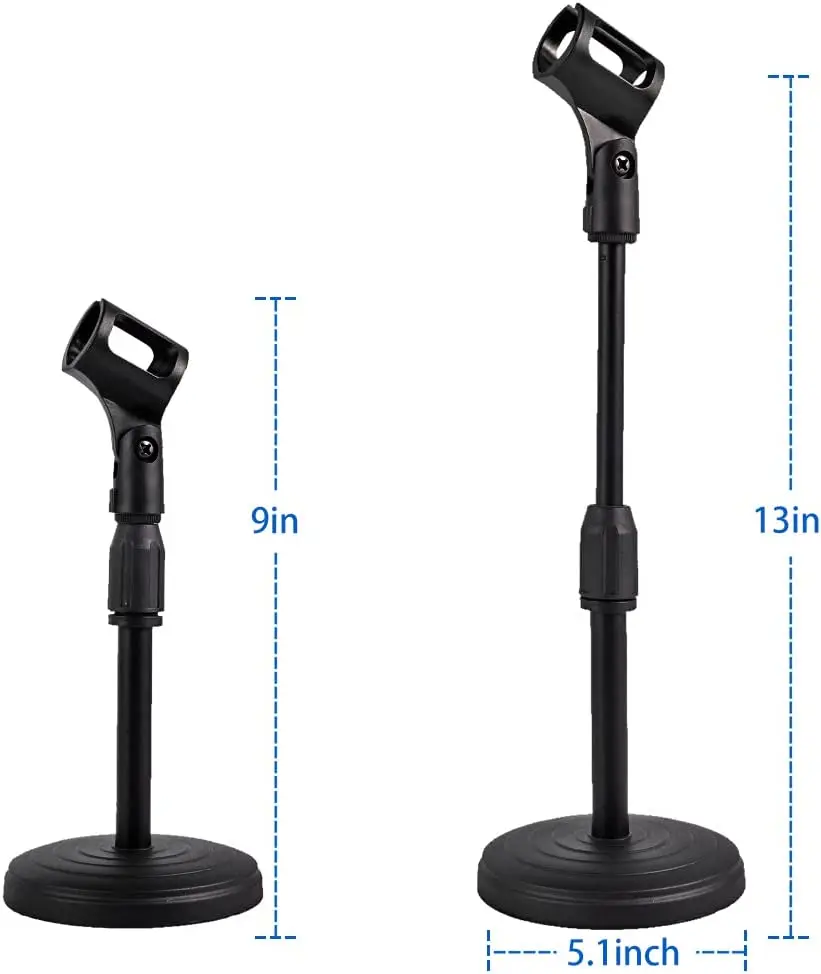 Poocar Desktop Microphone Stand,Heavy Duty Table Desk Microphone Stand with Non-Slip Metal Base, 3/8