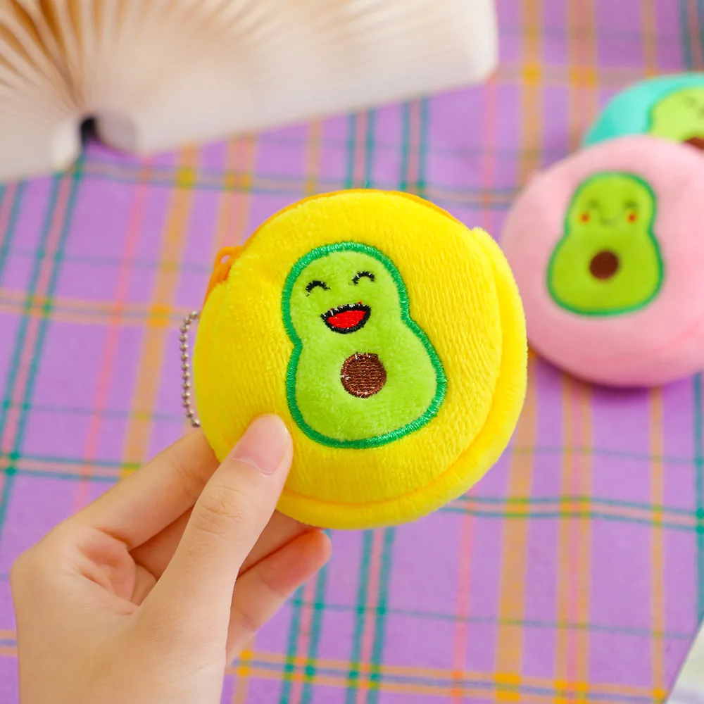 

Кошелек для монет с рисунком авокадо - плюшевый кошелек с вышивкой для детей, портативный чехол для наушников и сумка для хранения