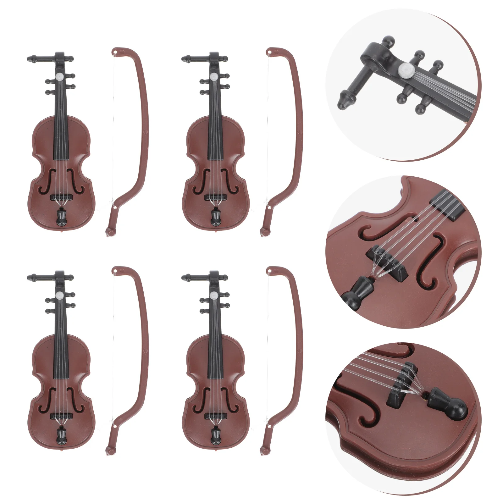 4 Pcs Mini Toys Violin Model Decor Scene Adorn Dollhouse Accessory Decorations Miniature Ornament Child