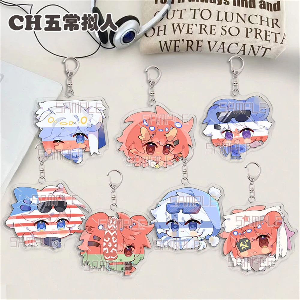 Game CountryHumans CN USA FR UK RUS YU СССР FI BLR Cosplay COSTUME Acrylic Keychain Key Chain Pendant Keyring Xmas Gifts