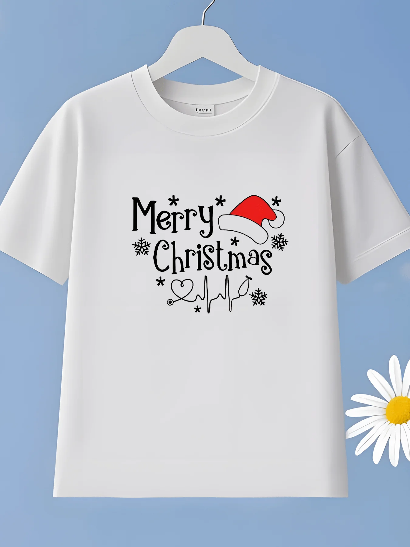 Creative Style MERRY CHRISTMAS Letter Printed Children's Short Sleeves Summer Trendy Multi Scene Round Neck Parent Child Top