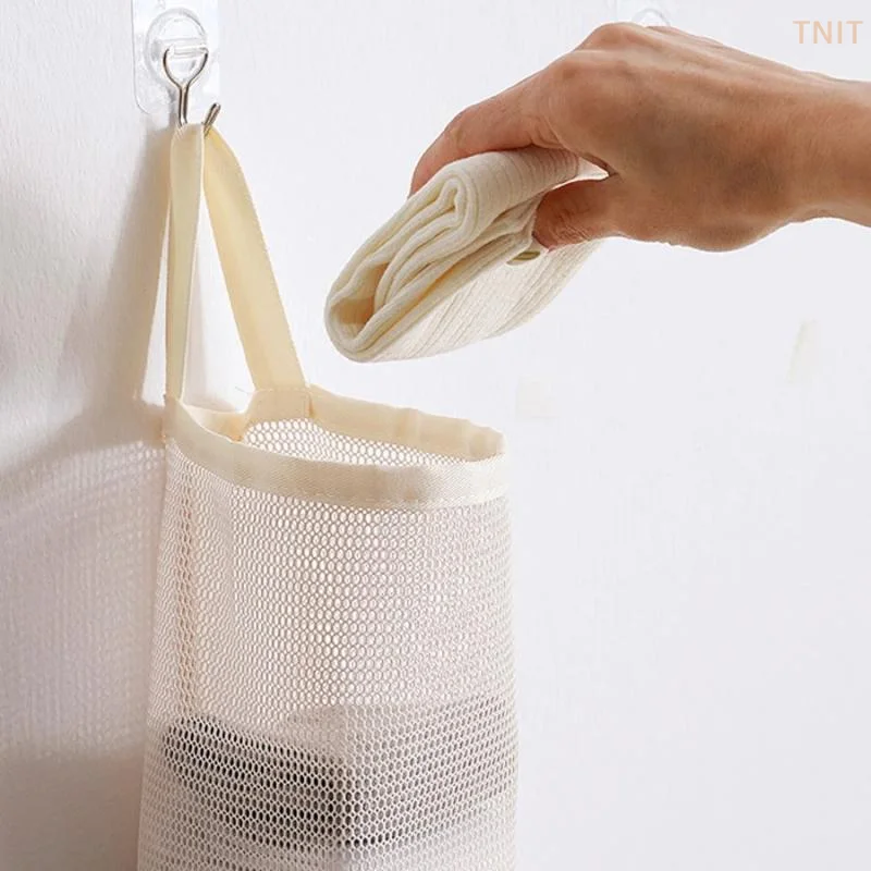 [J] Large Capaci Hanging Storage Bag For Socks Underwear Shorts Net Pocket Organizer Wall Mounted Bedroom Storage Solution