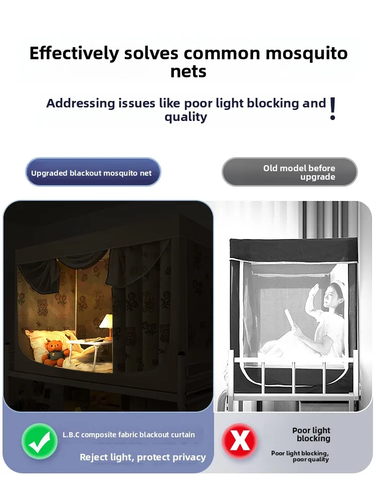 

Strong Light Bloing Bed Curtain Mosquito Net Inteated Dormi Full Wrap Sed Upper And Lower Bunk Single Student