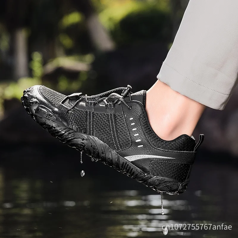 Large Size Wide Toe Shoes for Men's Outdoor Hiking and Cycling Casual Sports Shoes Shoelaces Anti Slip Rubber Sole Shoes