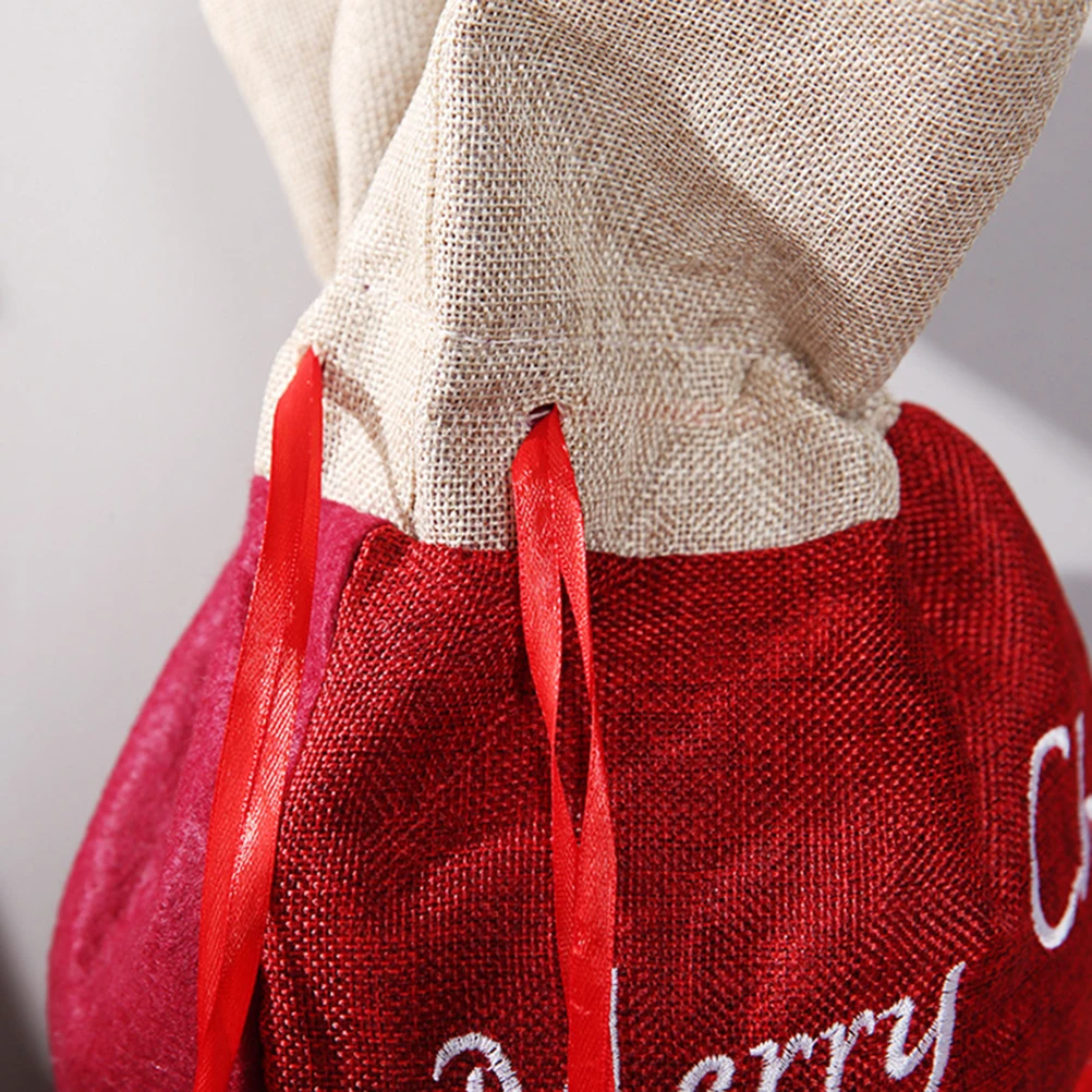 

1pc Burlap Gift Bag Christmas Candy Drawstring Sack Medium Size Santa Pouch Goody Treat Toy Holiday Party Packaging