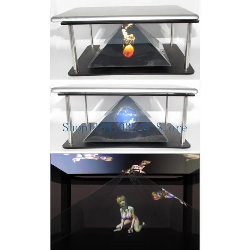 02DC 3D Hologram Projector 360-Degree Images 3D Projector Stands Projector Py-ramid Pad Tab-let Present Interesting