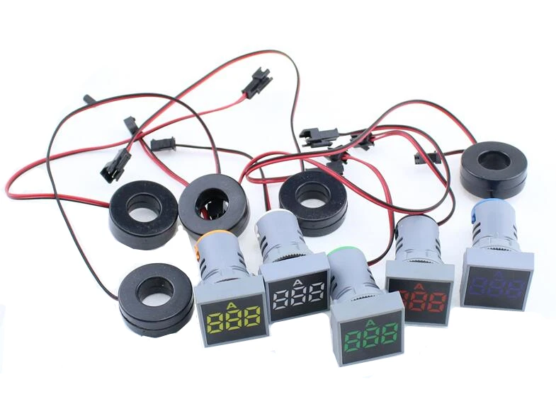 

22MM AC Voltmeter 0-100A Ampere Square Panel LED Digital Voltage Meter Indicator Light