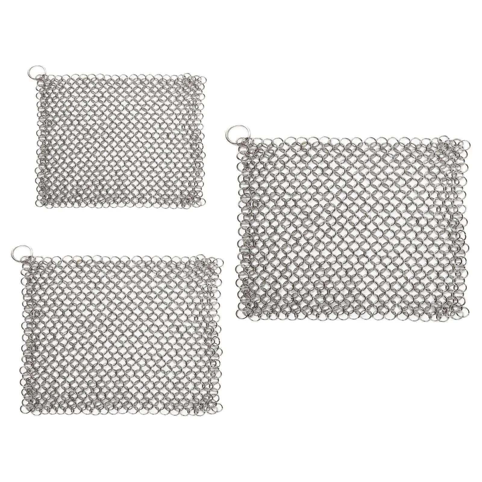 chainmails Cleaner 316 Stainless Steel Easy to Clean Small Rings Copper Stubborn Stains Ceramic for Iron Grills Scraper Wok Pans