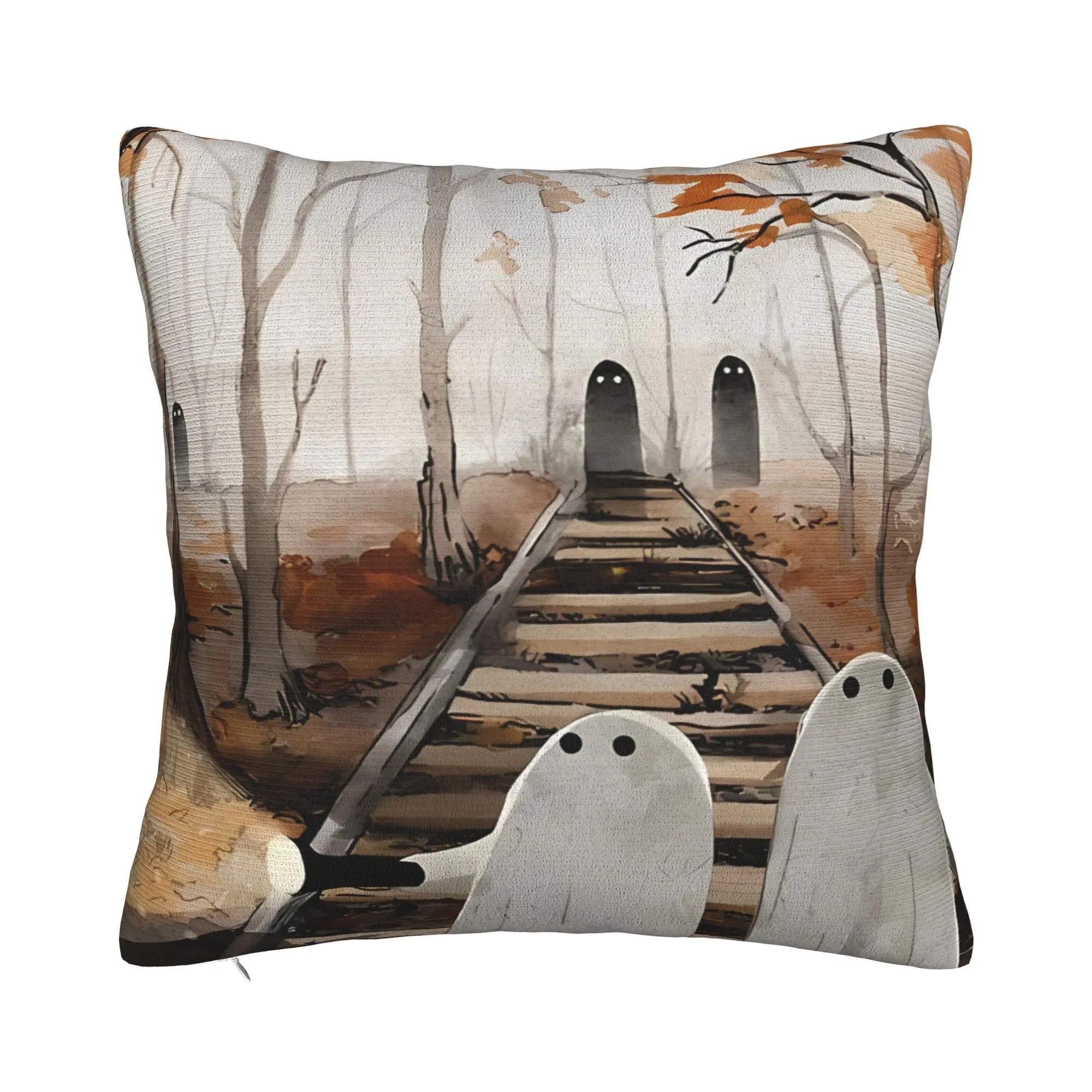 G Ghost Down The Haunted Tracks Winter Holiday Farmhouse Home Deco G-Ghost Pillow Cover Soft Durable
