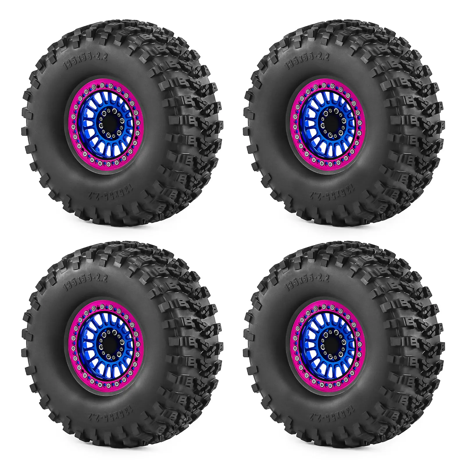 

2.2" RC Crawler Tires & Aluminum Beadlock Wheels 4PCS with 12mm Hex for 1/10 TRX4 TRX6 SCX10 II III Gen8 D90 Axial Traxxas Redca