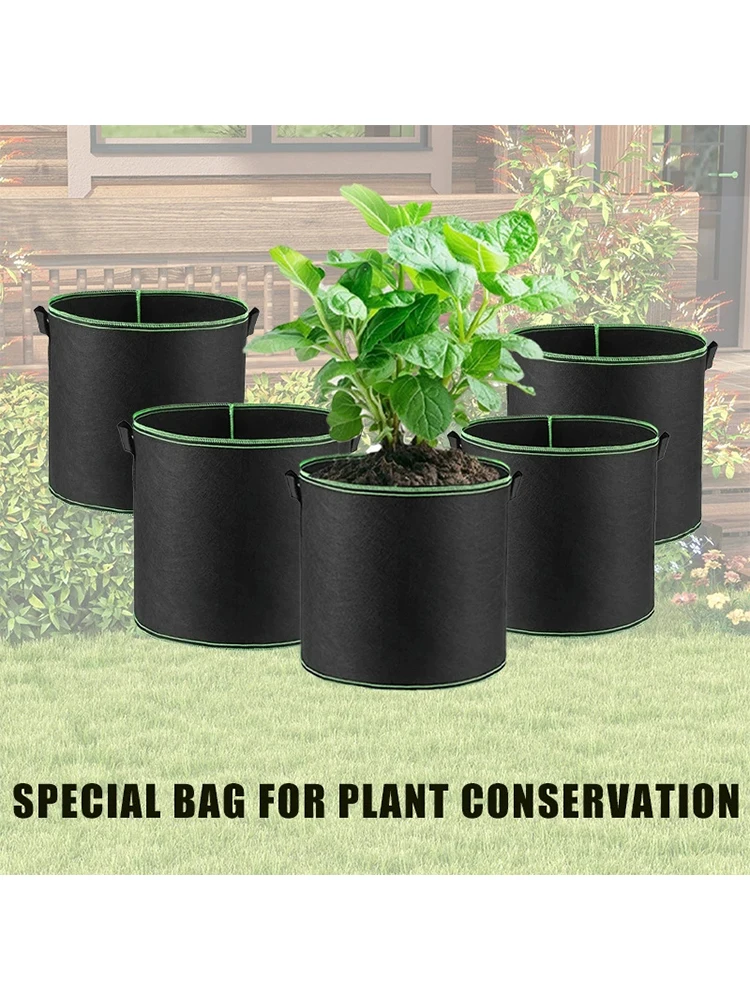 1-10 STUKS Non-Woven kweekzakken met luchtingsmogelijkheid, met handvatten, bloempotten, groenten-/bloemen-/plantenkweekzakken, 3/5/7/10/15/20 gallon - afbeelding 2