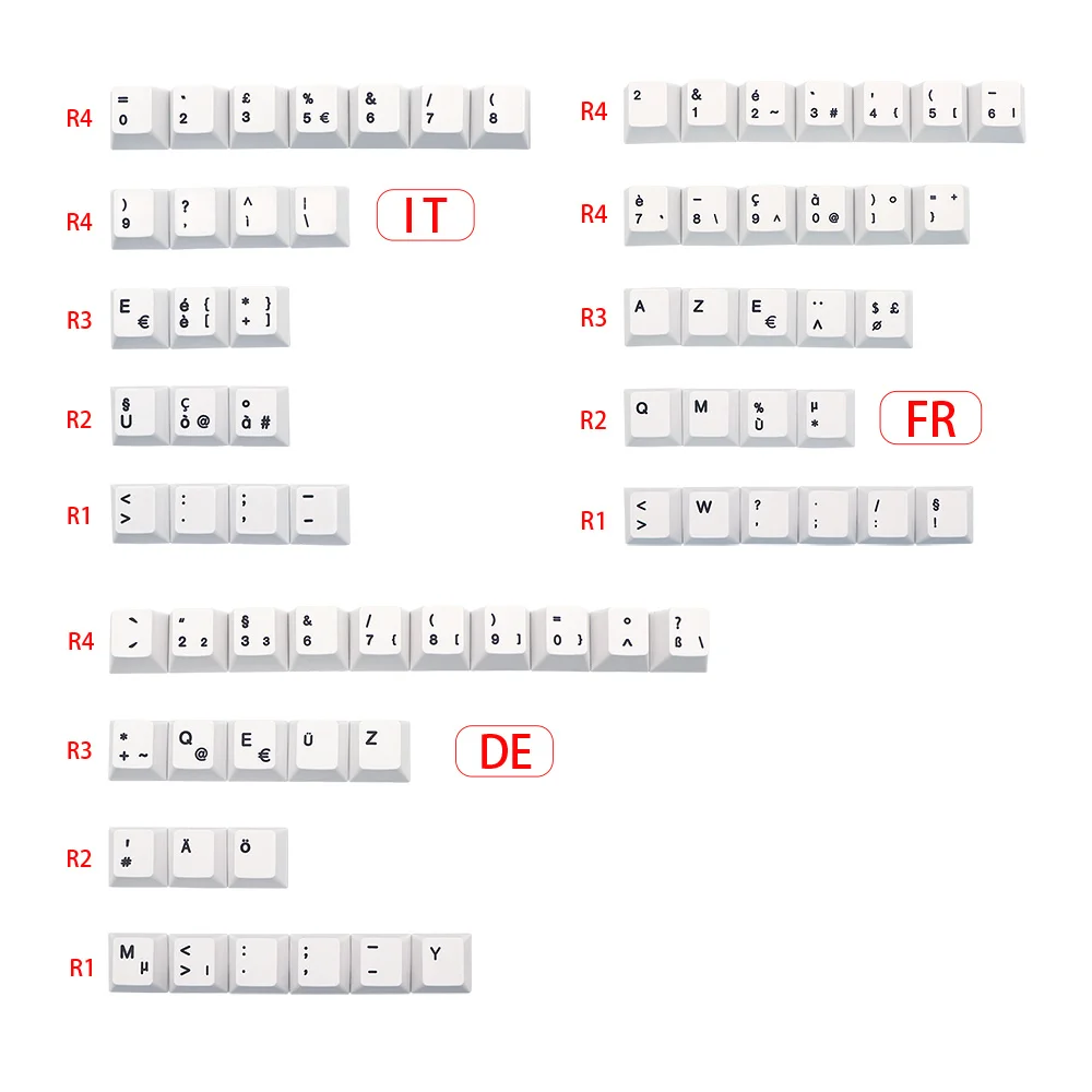 German French Italian Spain UK ISO Black White pbt Dye Subb keycap Cherry Profile Keycaps For QWERTZ AZERTY MX Keyboard Key Cap